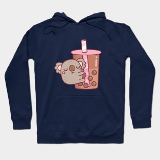 Cute Chubby Koala Hugging Bubble Tea Cup Hoodie